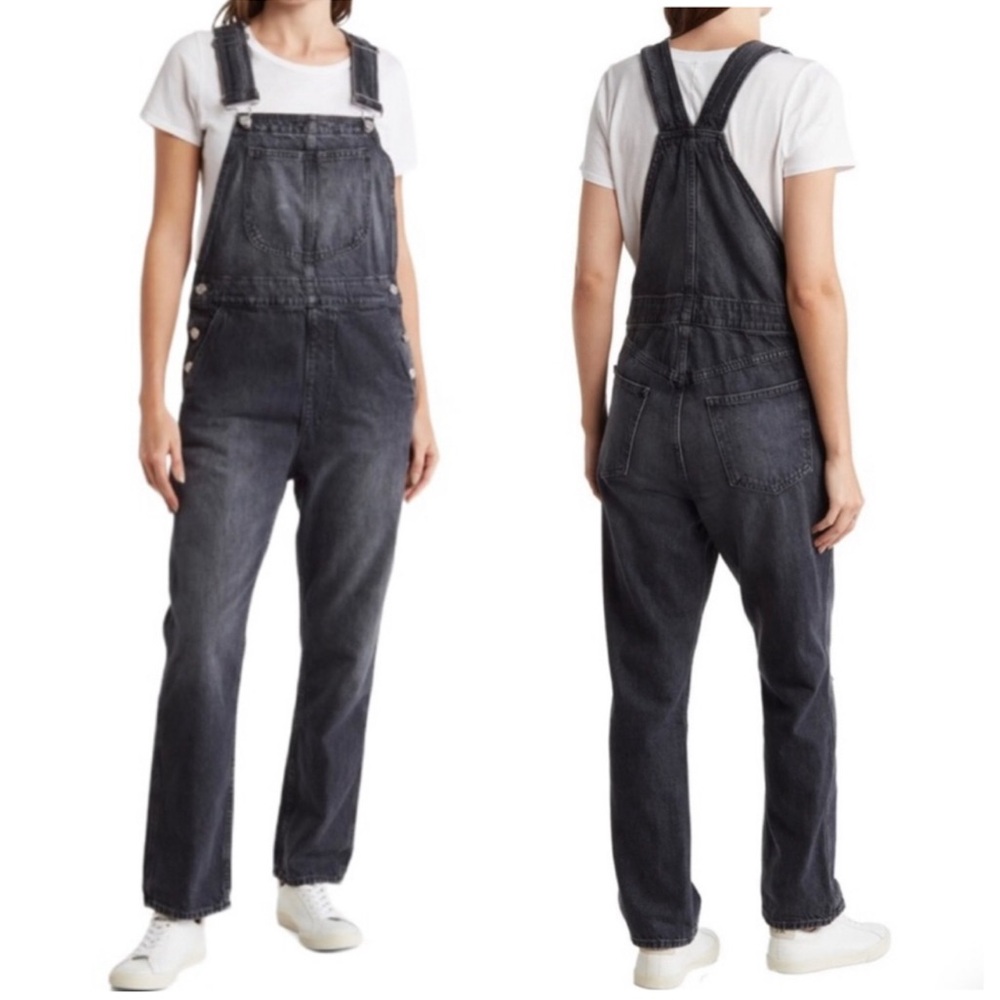 FRAME Denim Classic Jean Overalls NEW Size XL Blackwater Faded Black Wash